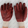 Knitted wrist jersey cotton liner full coating rough coffee PVC gloves