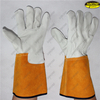 Long straight cuff big hands cow split leather glove