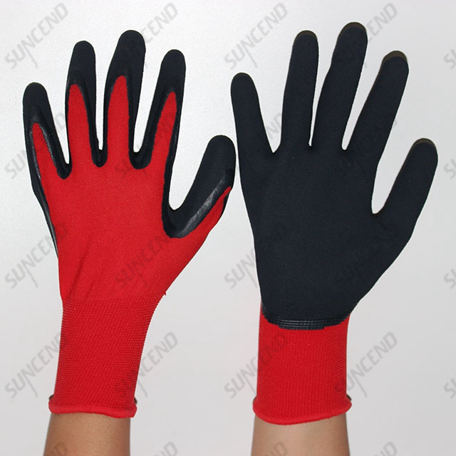 Nylon/polyester Liner Latex Coated Sandy Finish Work Gloves