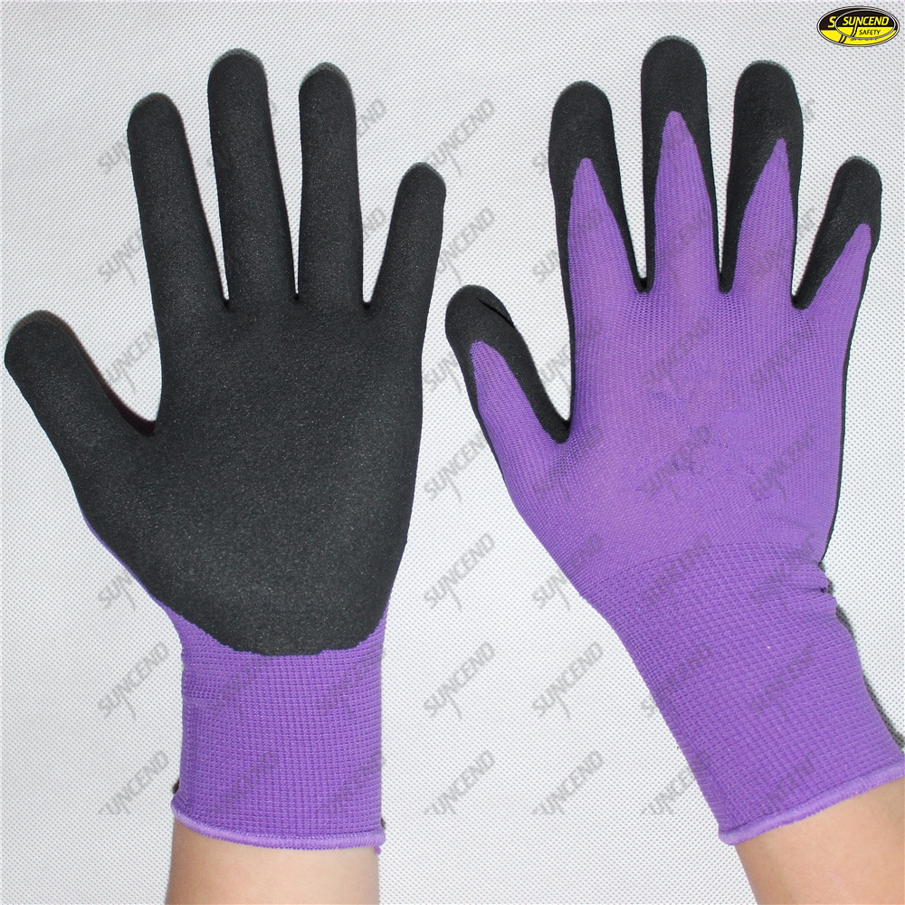Sandy nitrile coated safety hand protective gloves