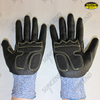 HPPE liner TPR back foam nitrile + leather palm anti-vibration gloves 