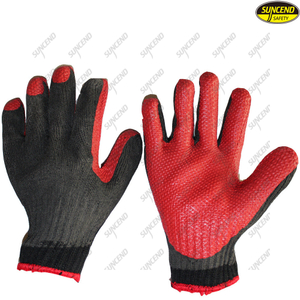 More elastic soft rubber coated 7G polycotton liner working gloves