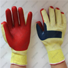 Double laminated blue orange rubber coated construction gloves