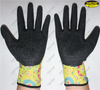 Latex dipped colorful nylon liner crinkle finish gardening gloves