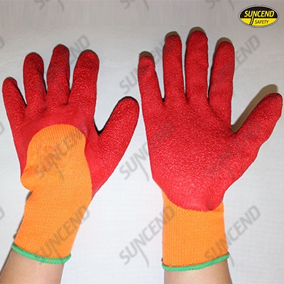 Palm and finger latex rubber coated polycotton liner work gloves