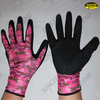 Colorful printed liner crinkle latex coated work gloves