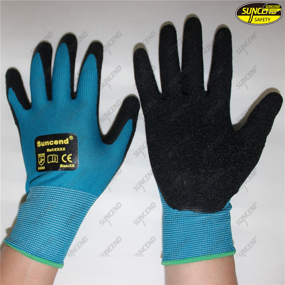 Labor protective black nitrile palm sandy coated working gloves