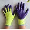 Smooth palm nitrile coated safety work polyester gloves