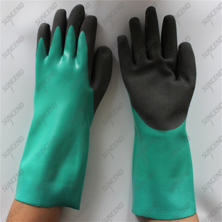 Straight cuff HPPE cut resistant lining smooth sandy nitrile gloves