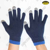Blue polycotton knitted touch screen gloves