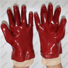 Jersey cotton lining 3/4 coating smooth red PVC anti chemical gloves