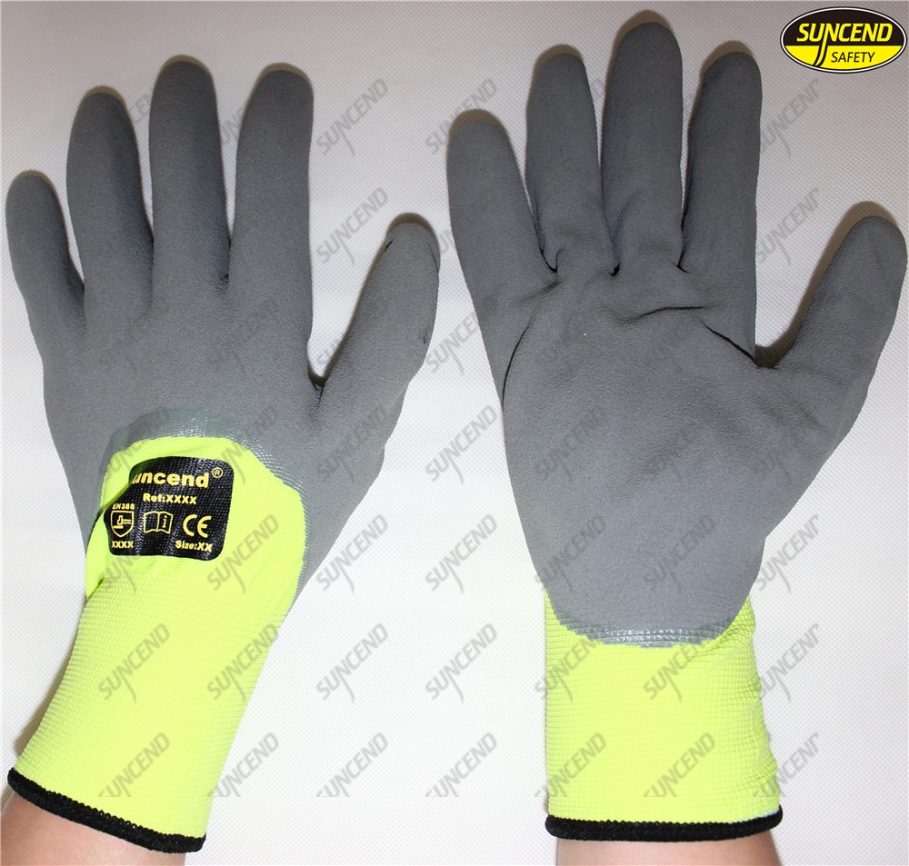 Nitrile coated sandy finish safety mechanic work gloves