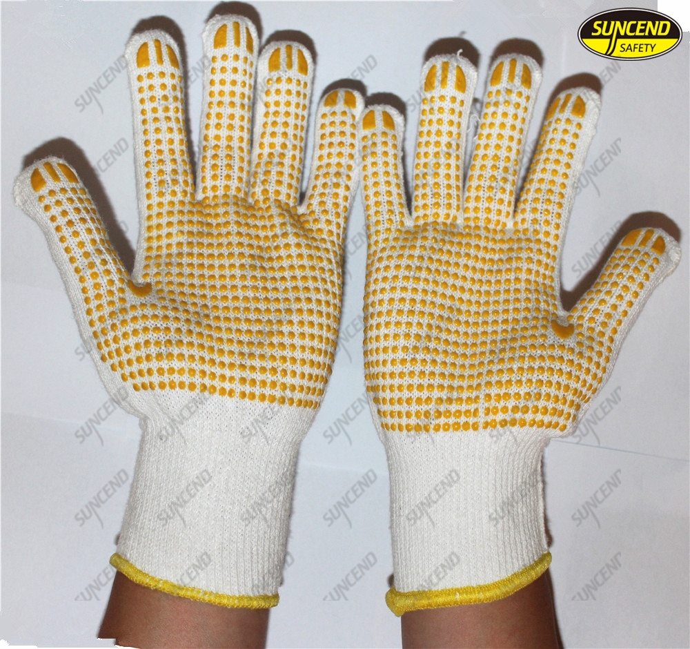 Safety pvc dotted cheap knitted cotton gloves