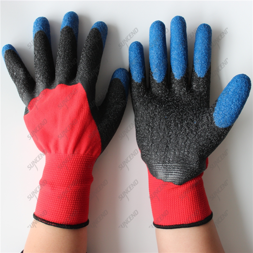 13gauge polyester work protective guantes de seguridad finger reinforced crinkle