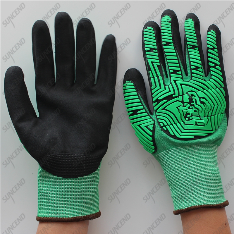 Mechanics oil resistant foam nitrile TPR anti-impact gripper gloves