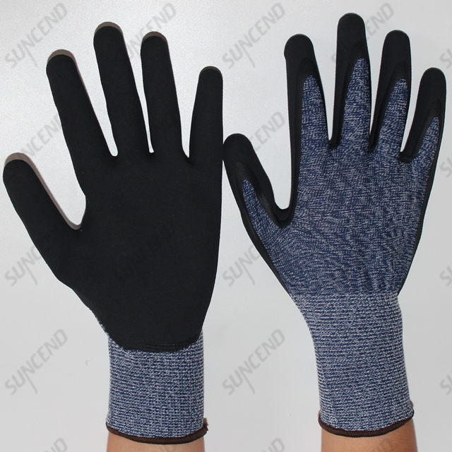 Sandy Nitrile Coated High Elastic Wire Liner Work Gloves