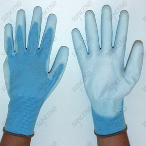  Nylon Liner Smooth PU Palm Dipped Safety Gloves