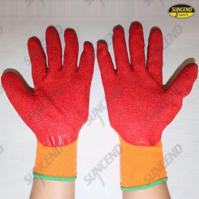 Palm and finger latex rubber coated polycotton liner work gloves