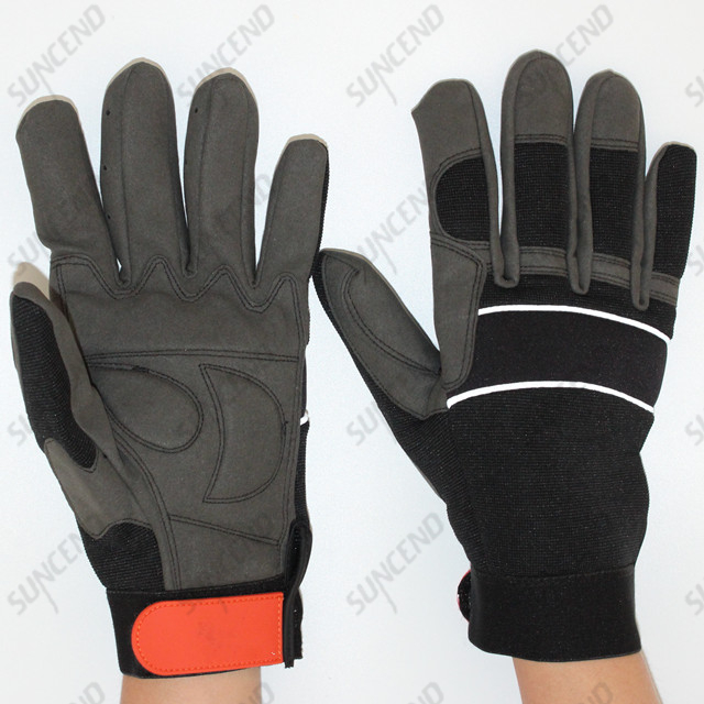 Suncend Customized Synthetic Leather Palm Coed High Abrasion Resistant Work Glove