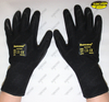 Polyester liner sandy nitrile coated durable safety gloves