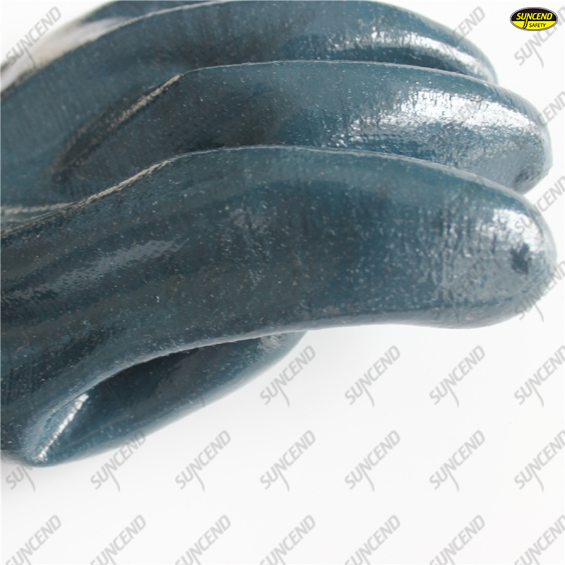 100% cotton liner waterproof blue nitrile long gloves gauntlets