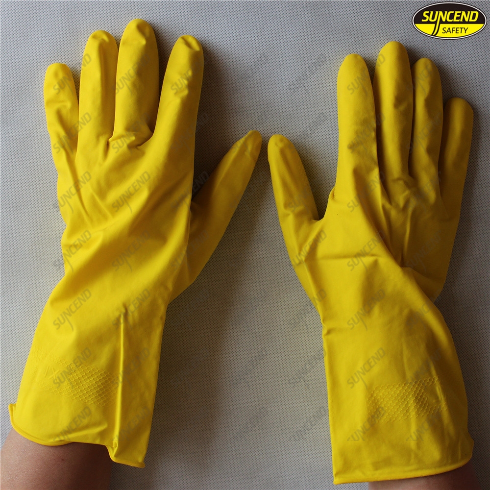 Long waterproof roll cuff latex household gloves