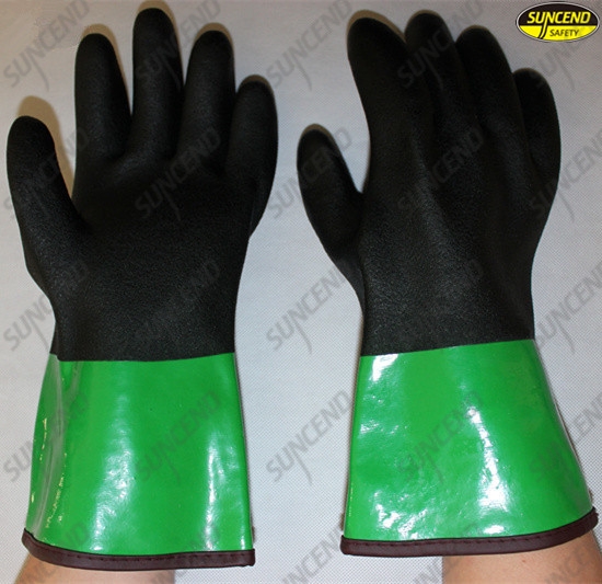 Long cuff warmly working sandy hands PVC coated gloves