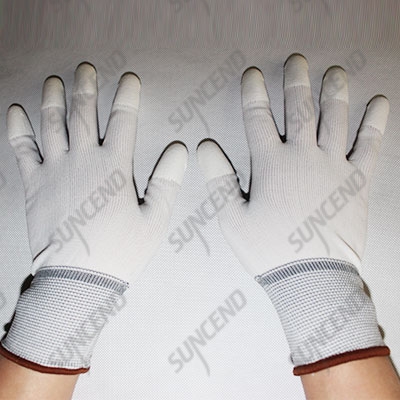 White pu fingertips coated gloves anti-static gloves