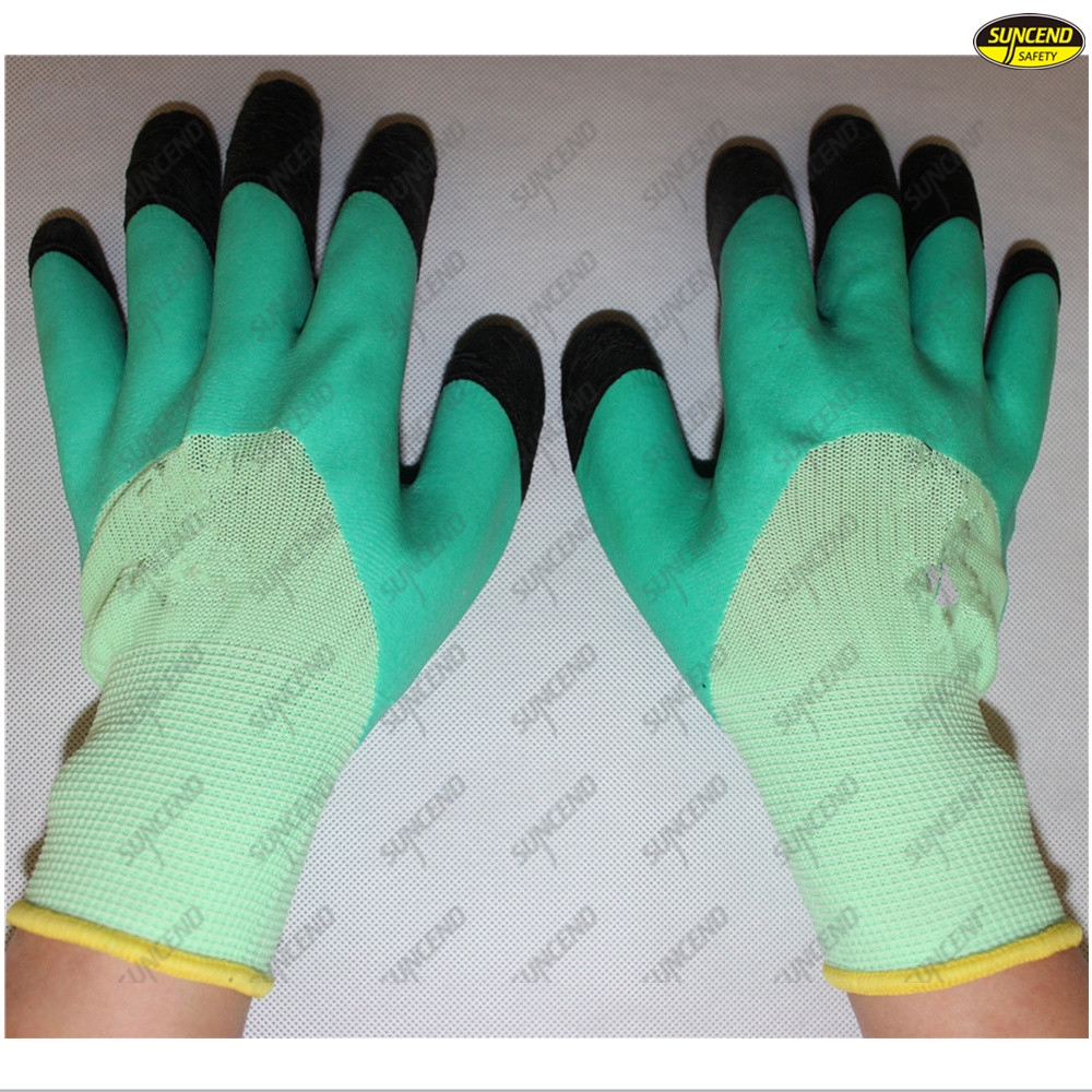 Foam latex coated polyester liner industrial gloves