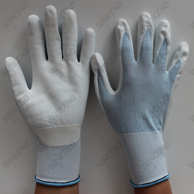 White PPU Palm Coated Nylon+spandex Liner Work Gloves