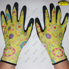 Latex dipped colorful nylon liner crinkle finish gardening gloves