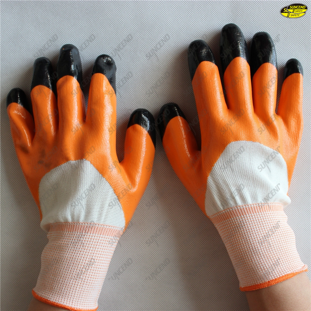 Good grip smooth finish nitrile coated hand safety gloves