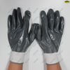 Polyester liner nitrile fully coated smooth finish safety work gloves