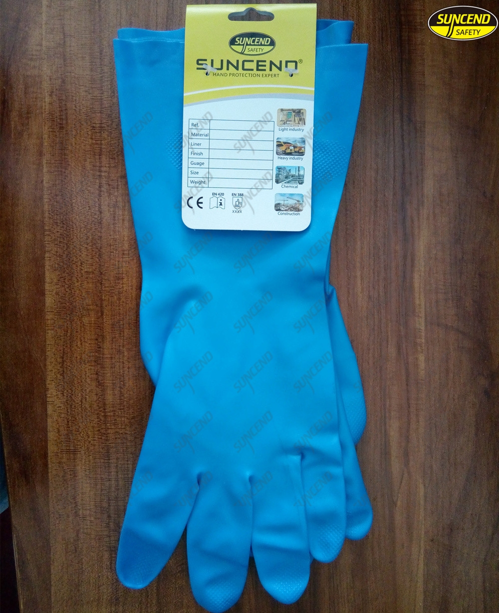 Waterproof Chemical Resistant Flock Lined Nitrile Gloves