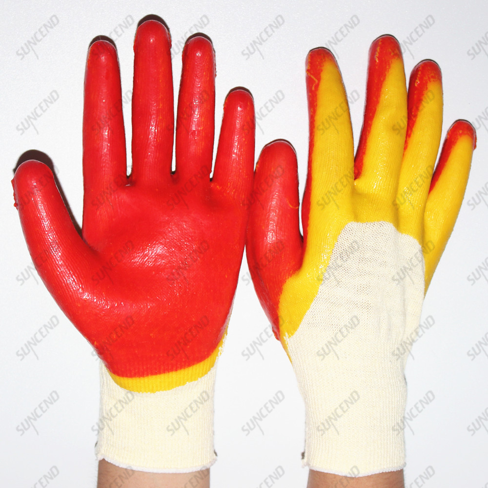 203 New Model Light Weight Double Latex 3/4 Coated 13 Gauge Cotton Seamless Knit Work Glove